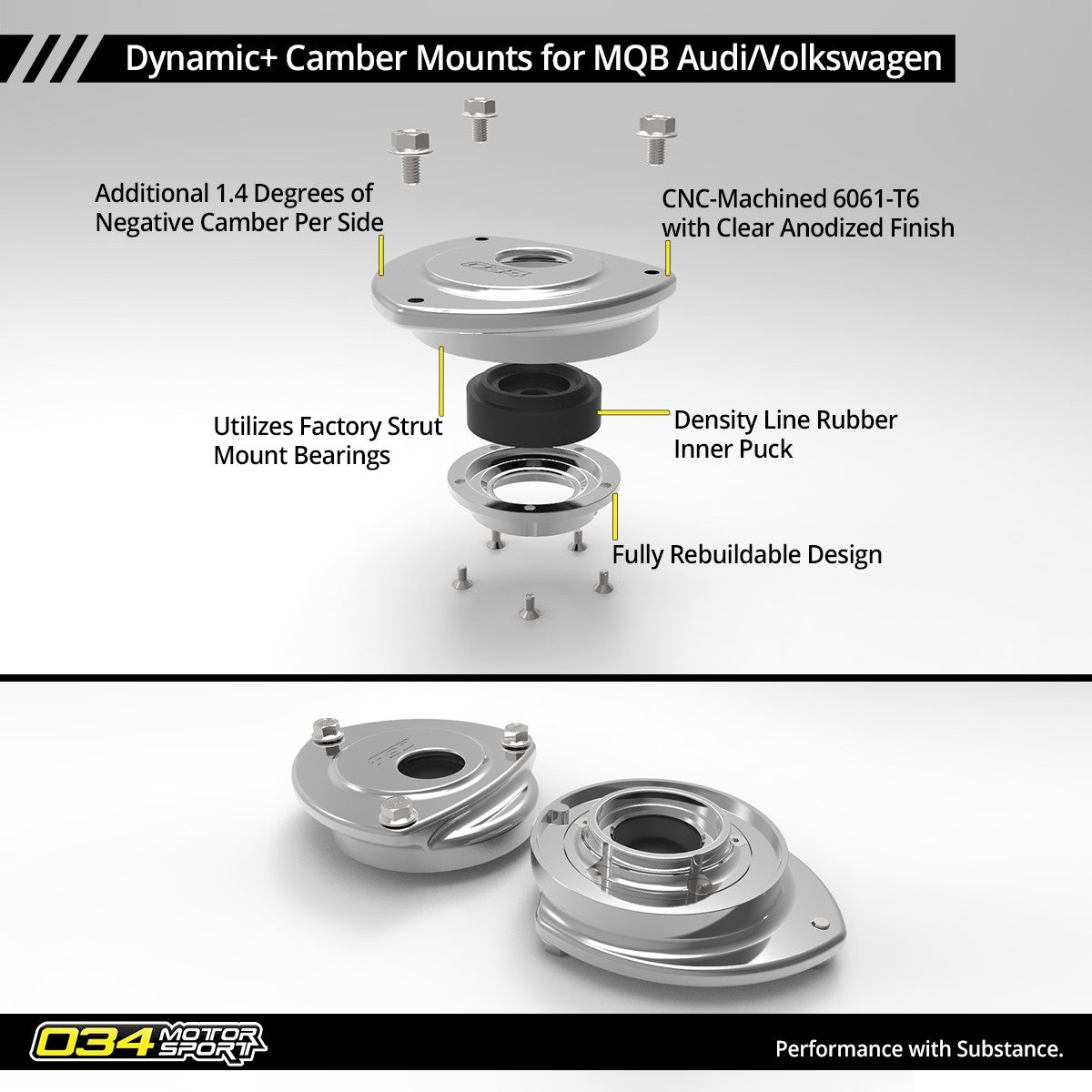 034Motorsport | Dynamic+ Camber Mounts (Audi/VW MQB)