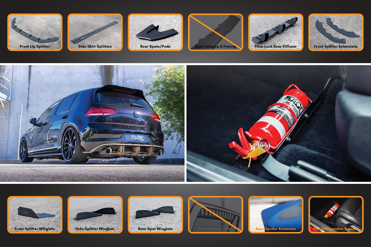 MK7.5 Golf R Full Lip Splitter Set with Flow-Lock Rear Diffuser