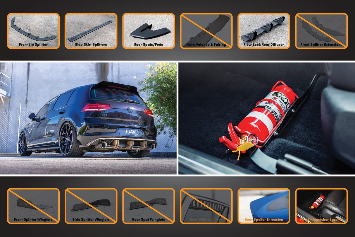 MK7.5 Golf R Full Lip Splitter Set with Flow-Lock Rear Diffuser