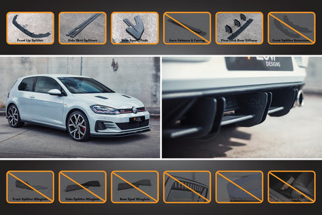 MK7.5 Golf GTI Full Lip Splitter Set with Flow-Lock Rear Diffuser