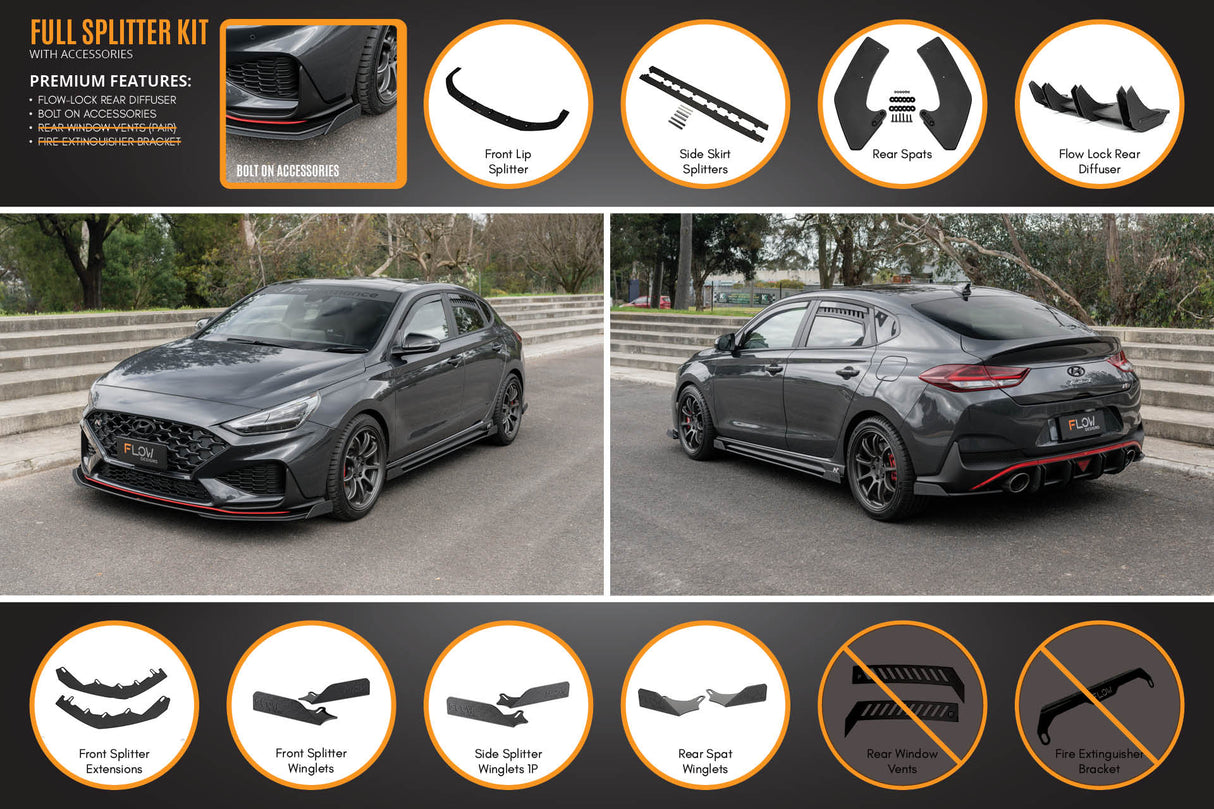 i30N Fastback PD FL 2022+ Full Lip Splitter Set (GLOSS BLACK)