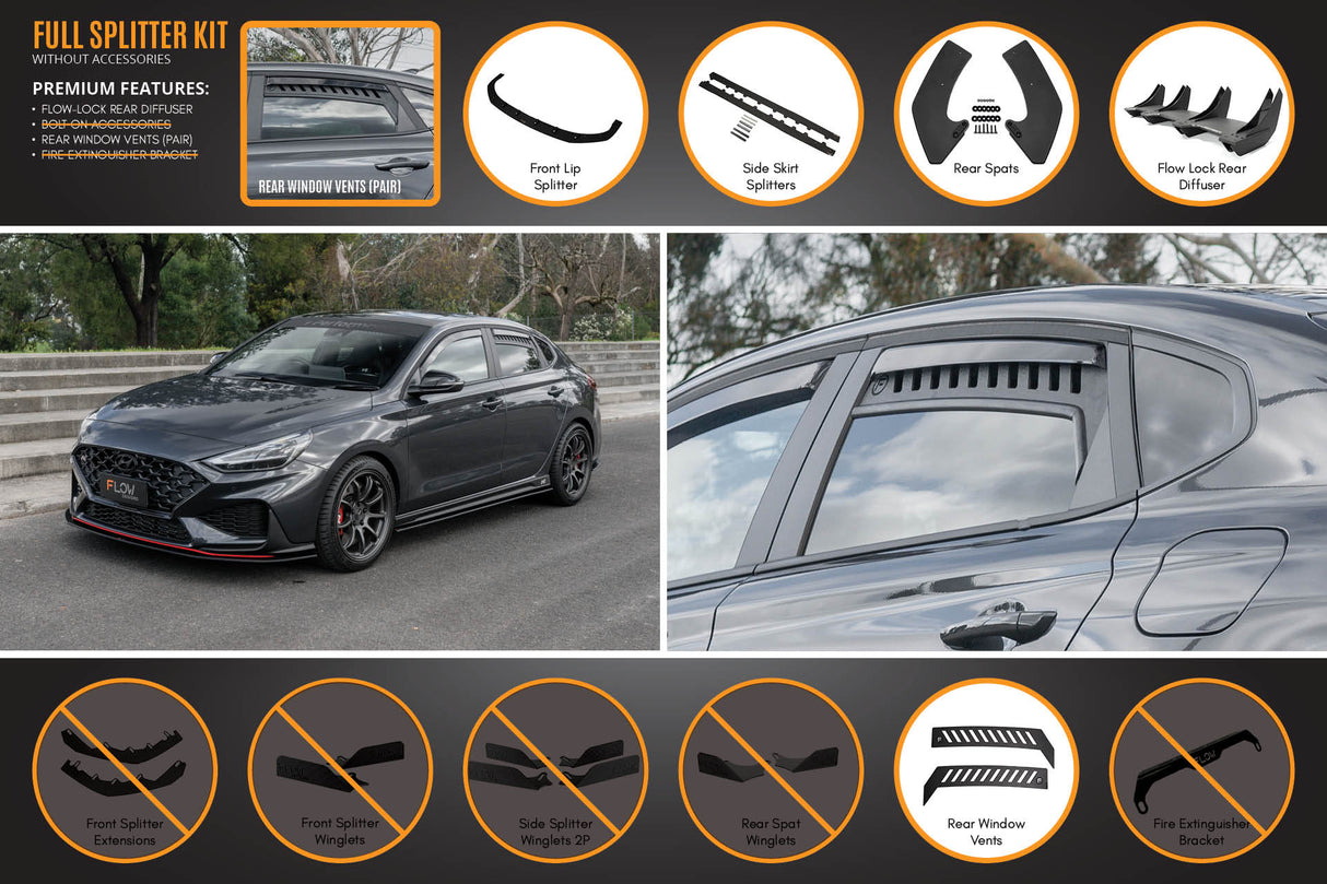 i30N Fastback PD FL 2022+ Full Lip Splitter Set (GLOSS BLACK)