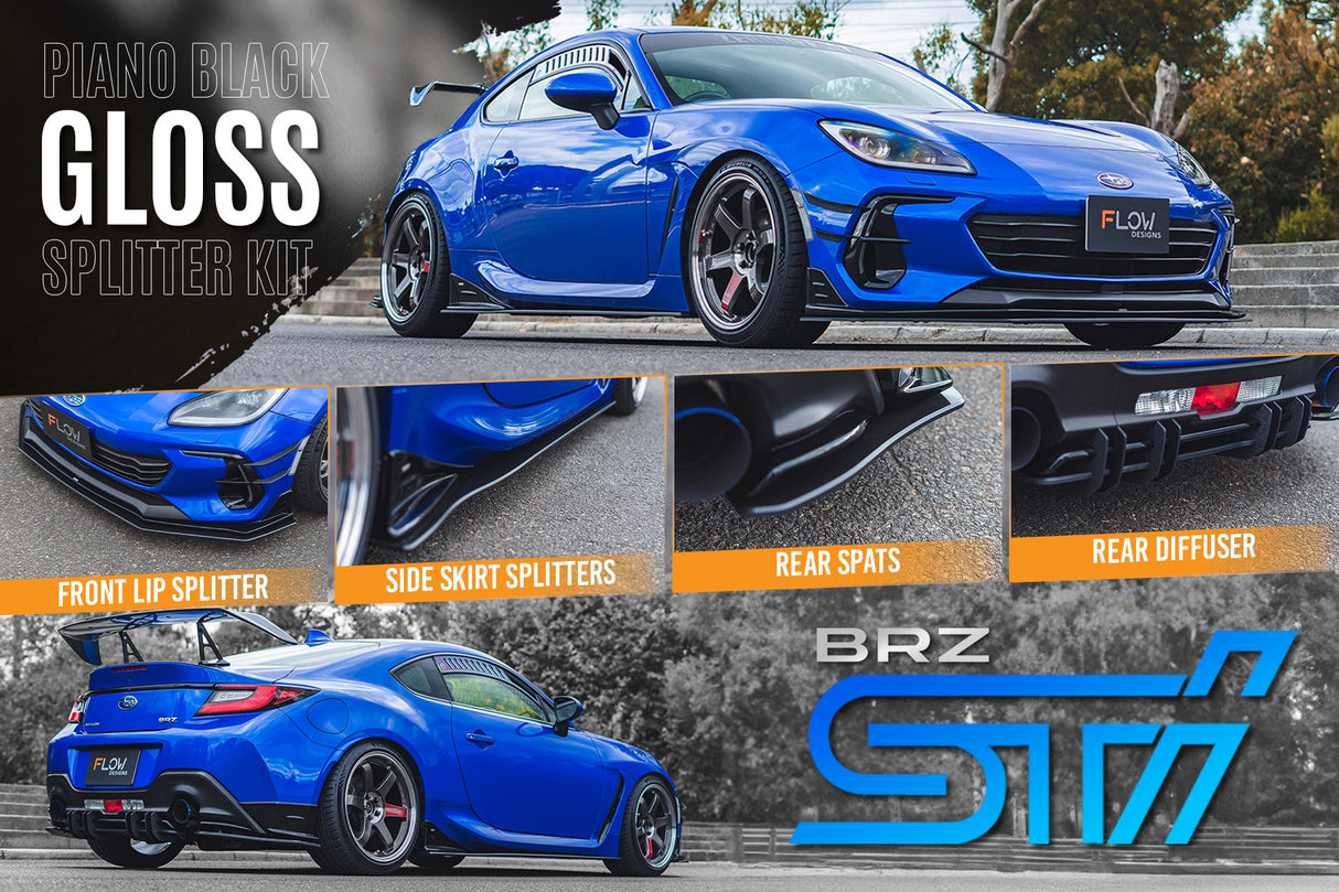 ZD8 BRZ STI Full Lip Splitter Set (GLOSS BLACK)