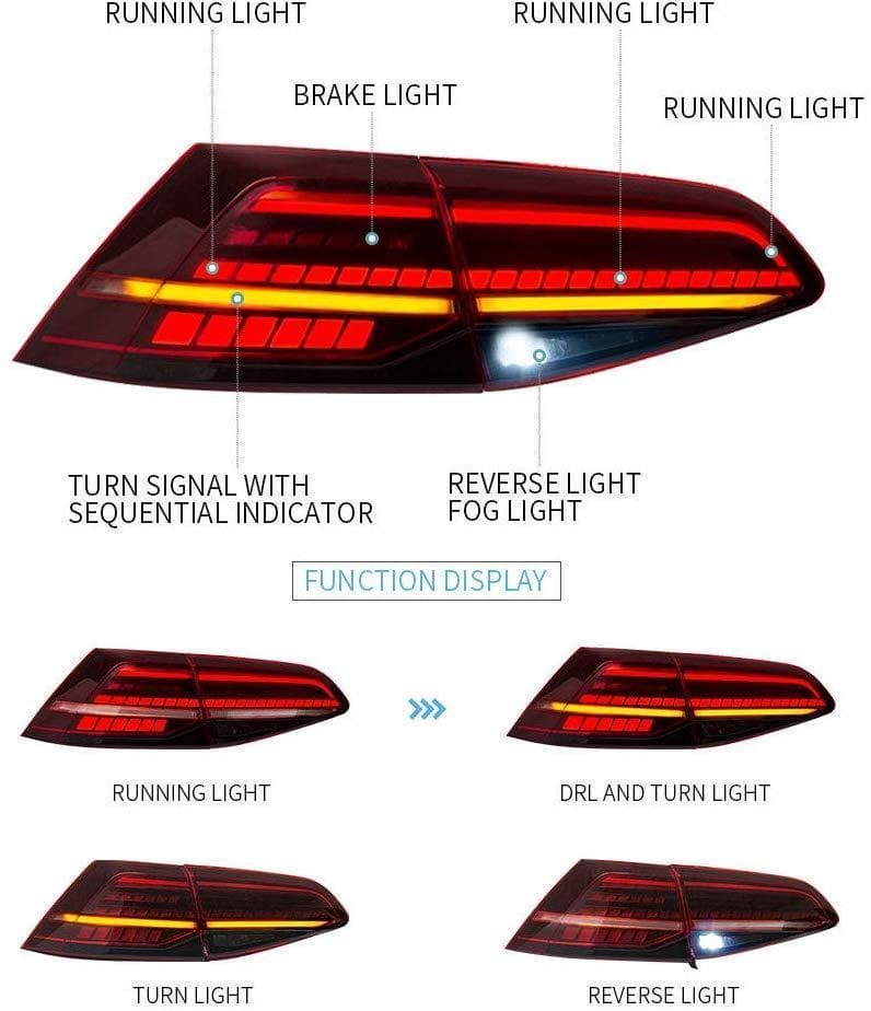 Vland | MK7.5 R Style Tail Lights (Sequential Indicators)