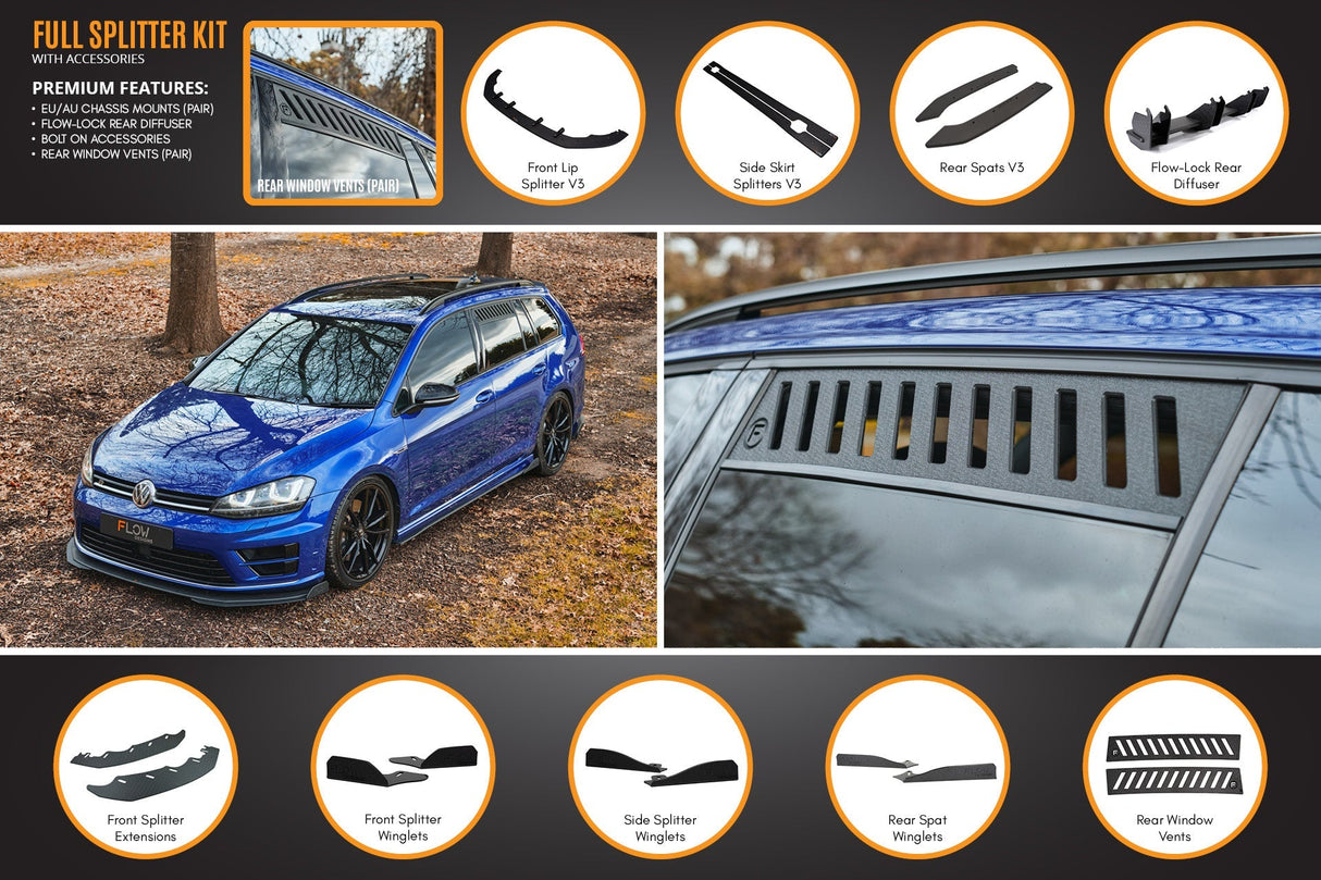 MK7 Golf R Wagon Full Lip Splitter Set