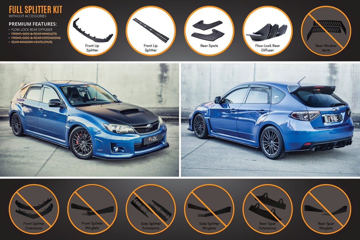 Impreza WRX / STI G3 Hatch (FL) Full Lip Splitter Set