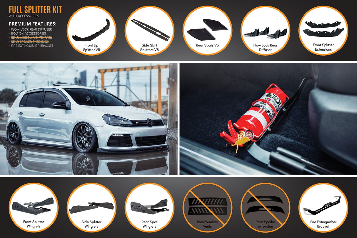 MK6 Golf R Full Lip Splitter Set WITH Accessories