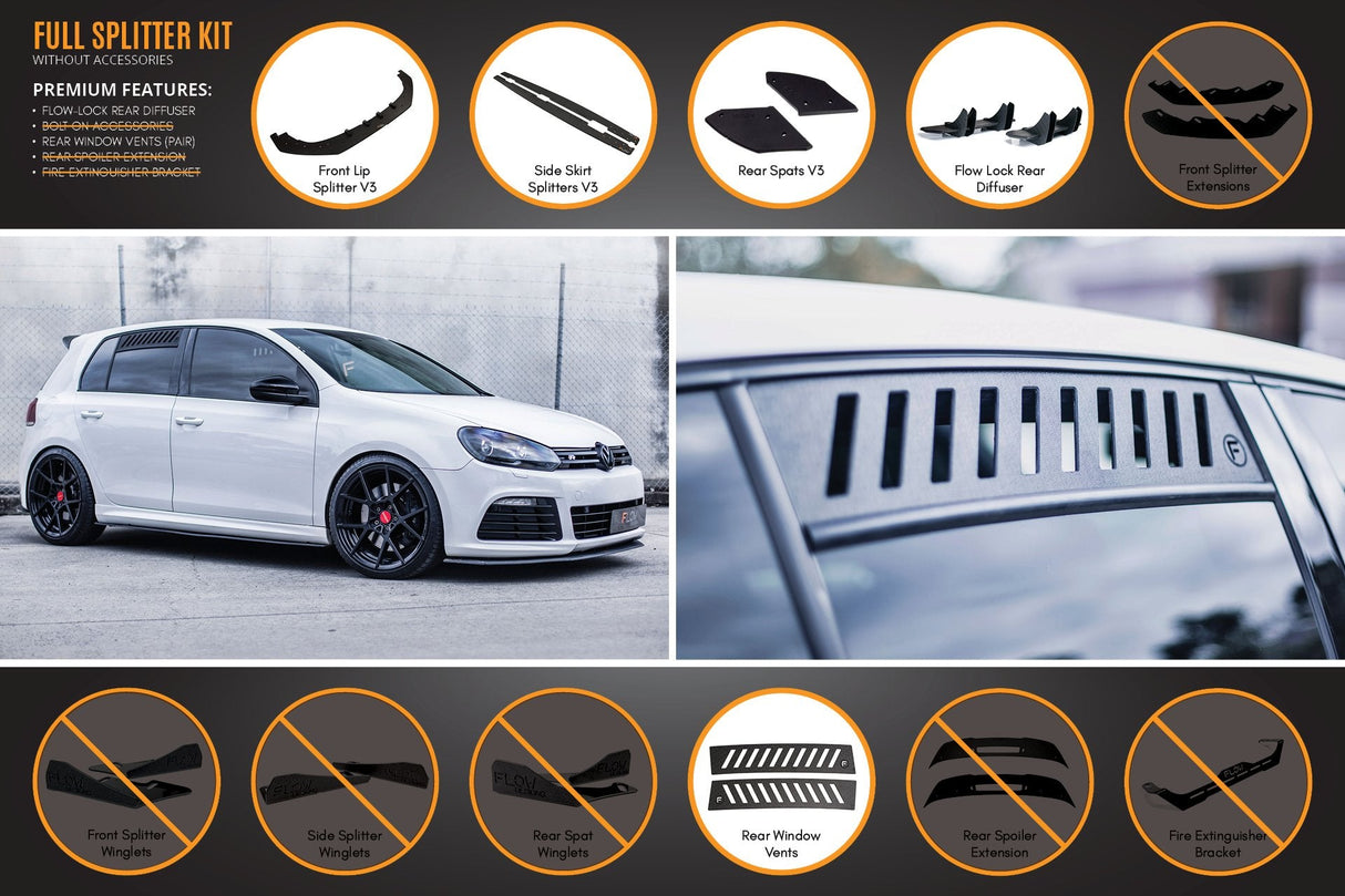 MK6 Golf R Full Lip Splitter Set WITHOUT Accessories