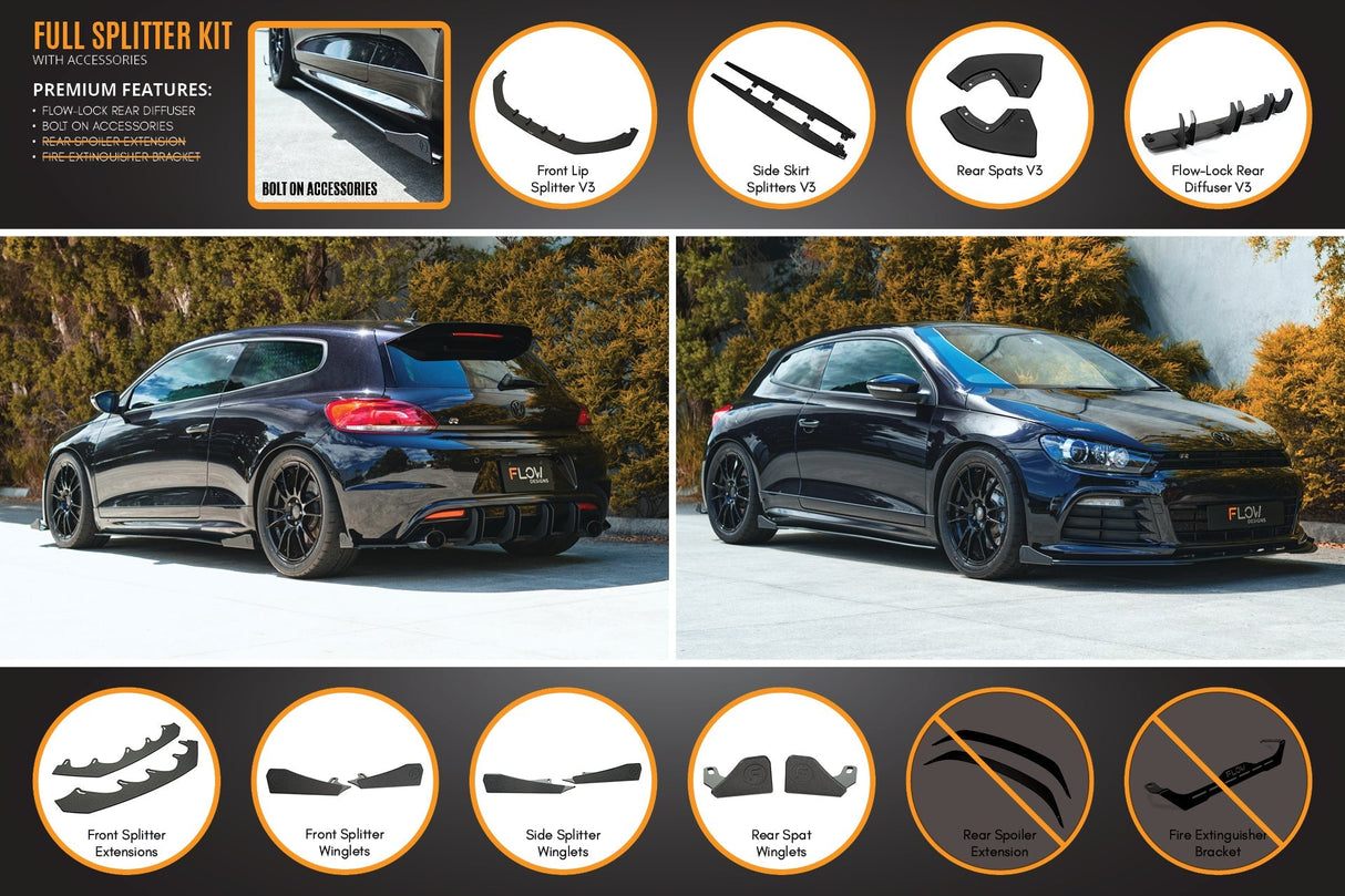 Scirocco R PFL V3 Full Lip Splitter Set