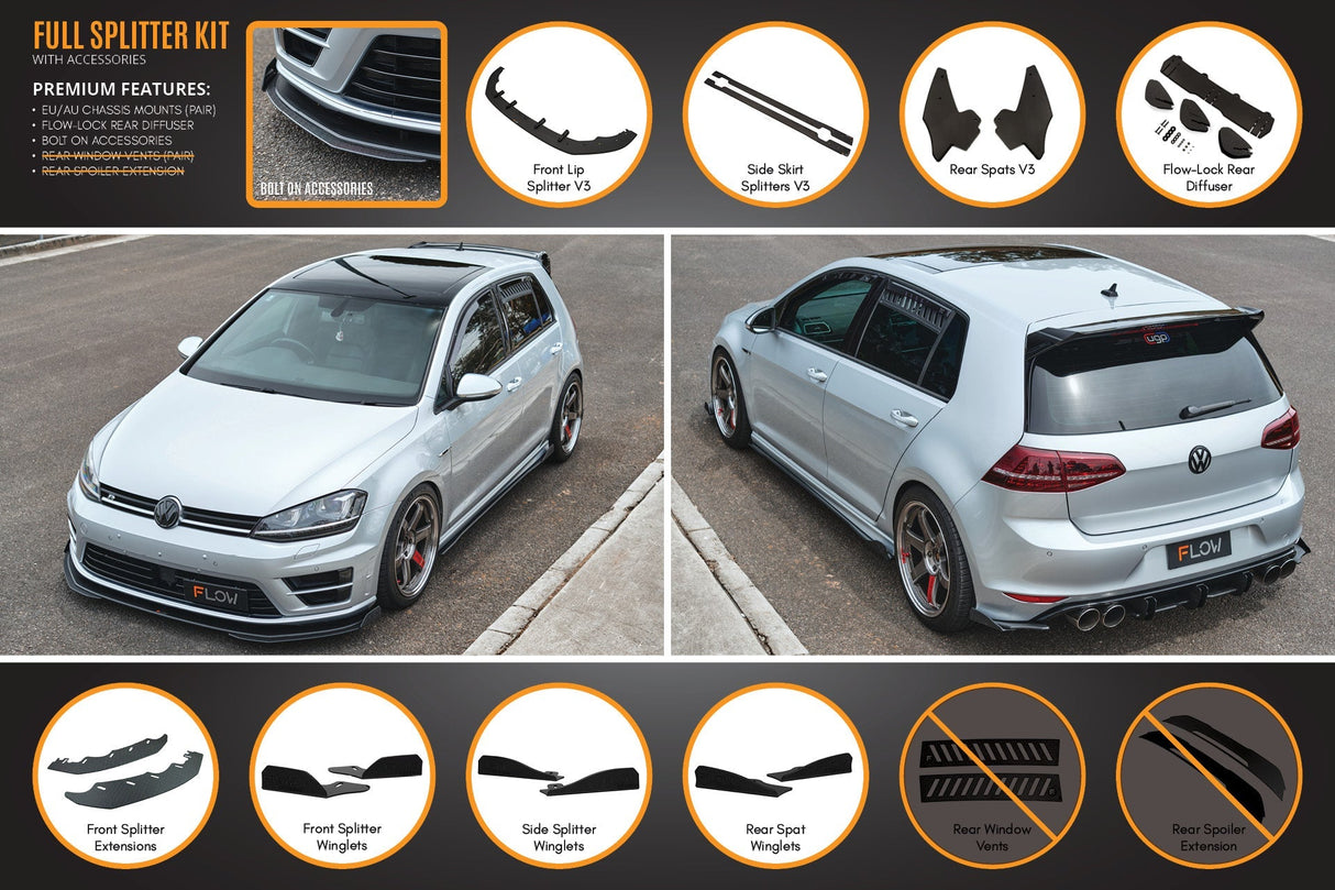 MK7 Golf R Full Lip Splitter Set