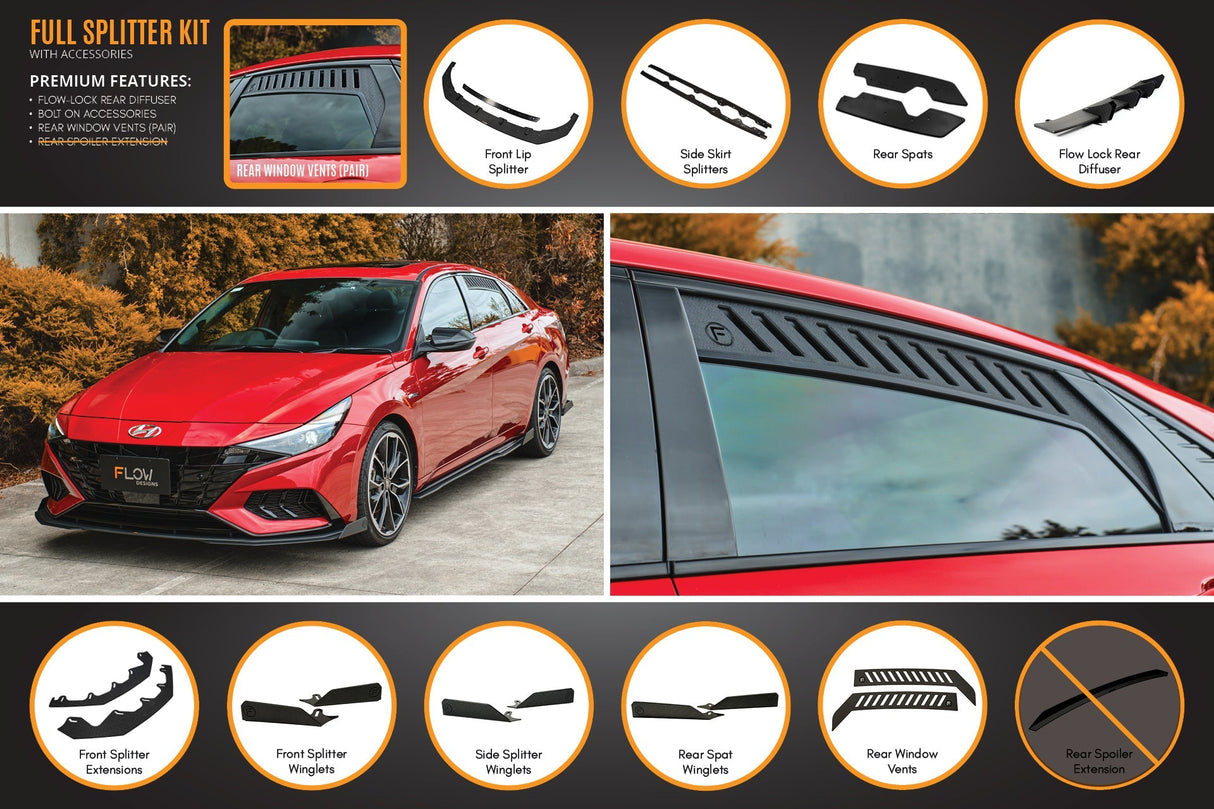 CN7 i30 N Line Sedan 2020 - 2022 Full Lip Splitter Set (GLOSS BLACK)