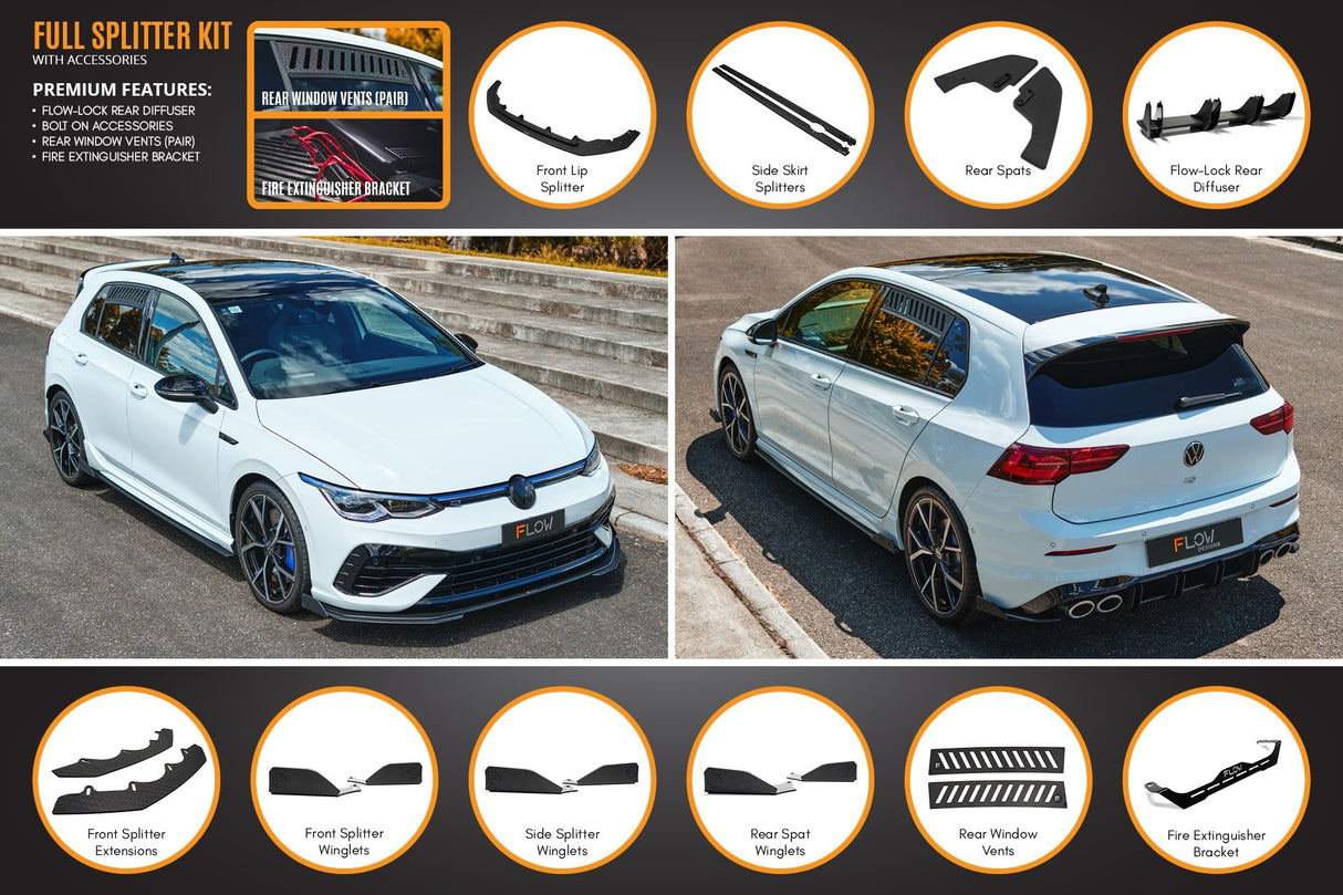 MK8 Golf R Full Lip Splitter Set