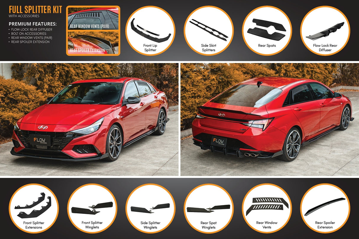 CN7 i30 N Line Sedan 2020 - 2022 Full Lip Splitter Set (GLOSS BLACK)