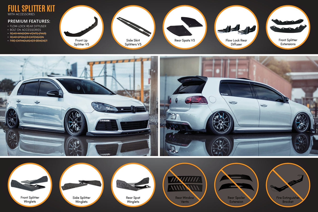 MK6 Golf R Full Lip Splitter Set WITH Accessories