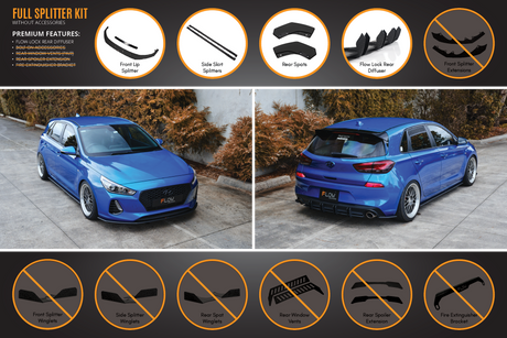 i30 SR Hatch (2017-2018) Full Lip Splitter Set (GLOSS BLACK)