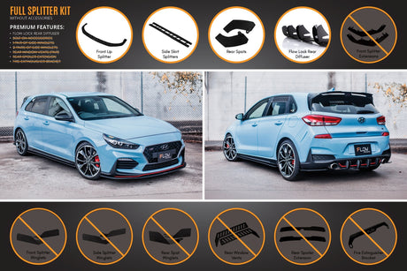 i30N Hatch PD (2018-2020) Full Lip Splitter Set (GLOSS BLACK)