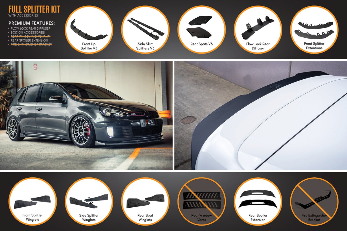 MK6 Golf GTI Full Lip Splitter Set WITH Accessories