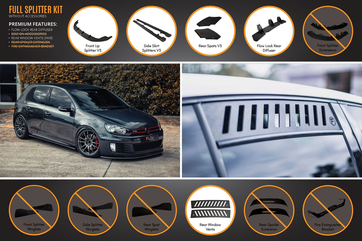 MK6 Golf GTI Full Lip Splitter Set WITHOUT Accessories