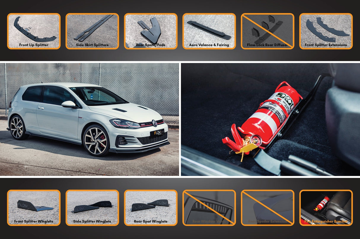 MK7.5 Golf GTI Full Lip Splitter Set with Rear Valance & Fairing