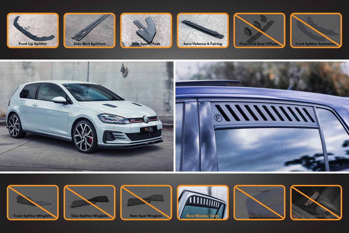 MK7.5 Golf GTI Full Lip Splitter Set with Rear Valance & Fairing