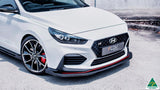 White Hyundai i30N Fastback Front Lip Splitter Extensions