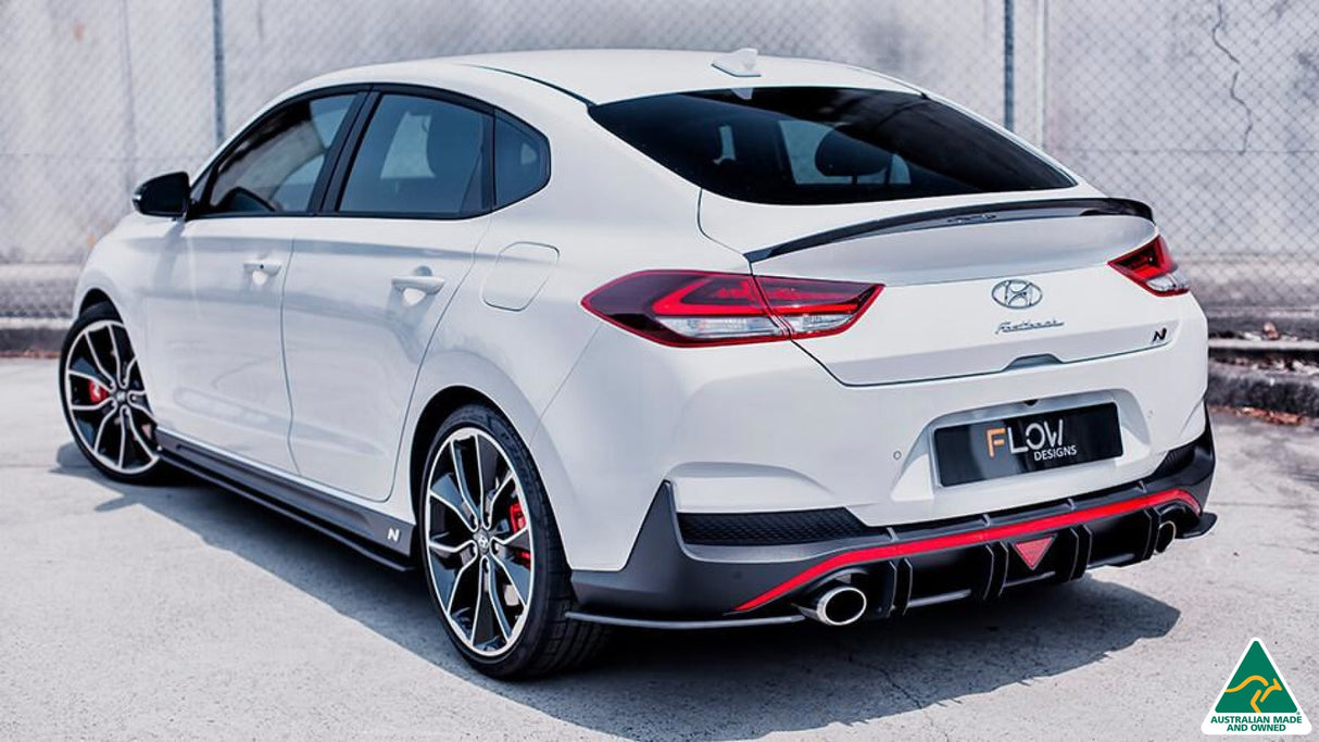 White Hyundai i30N Fastback Side Skirt Extension Splitters